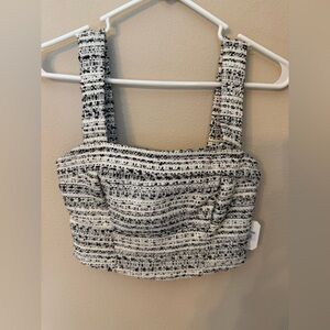 Altar'd State Women’s‎ XS Black White Tweed Crop Tank Top Back Zip Cute Sequin